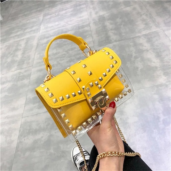 Yellow Studded Crossbody Bag - Picture 2 of 3